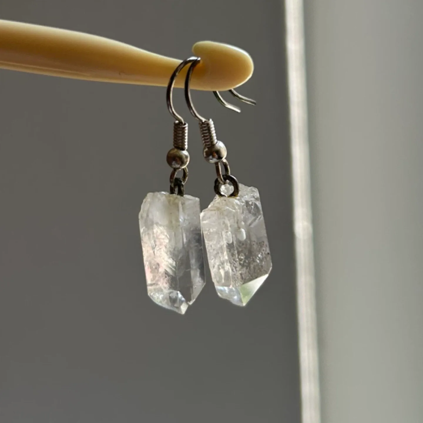 Real clear quartz earrings thumbnail