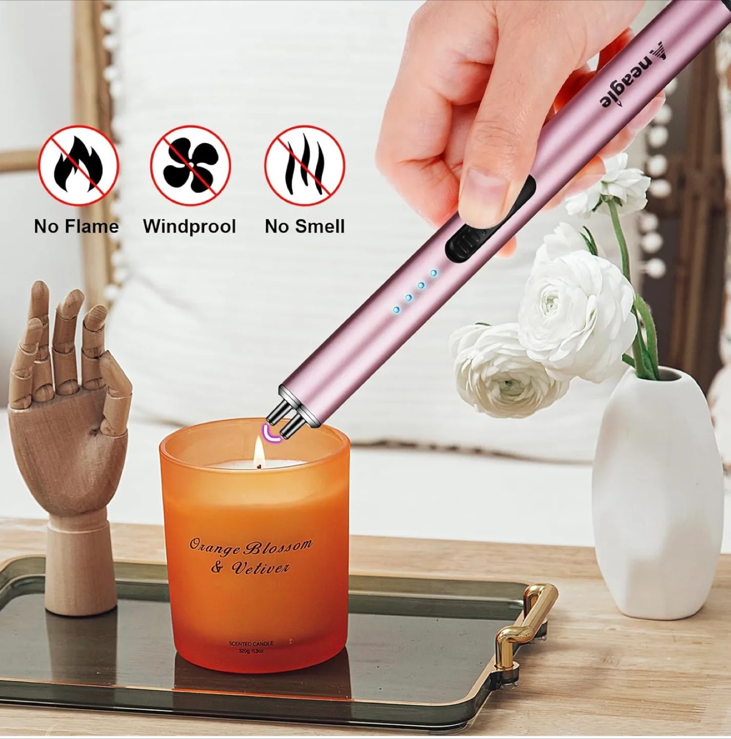 Electric candle Lighter - No Flame, Windproof! image indicator(3)