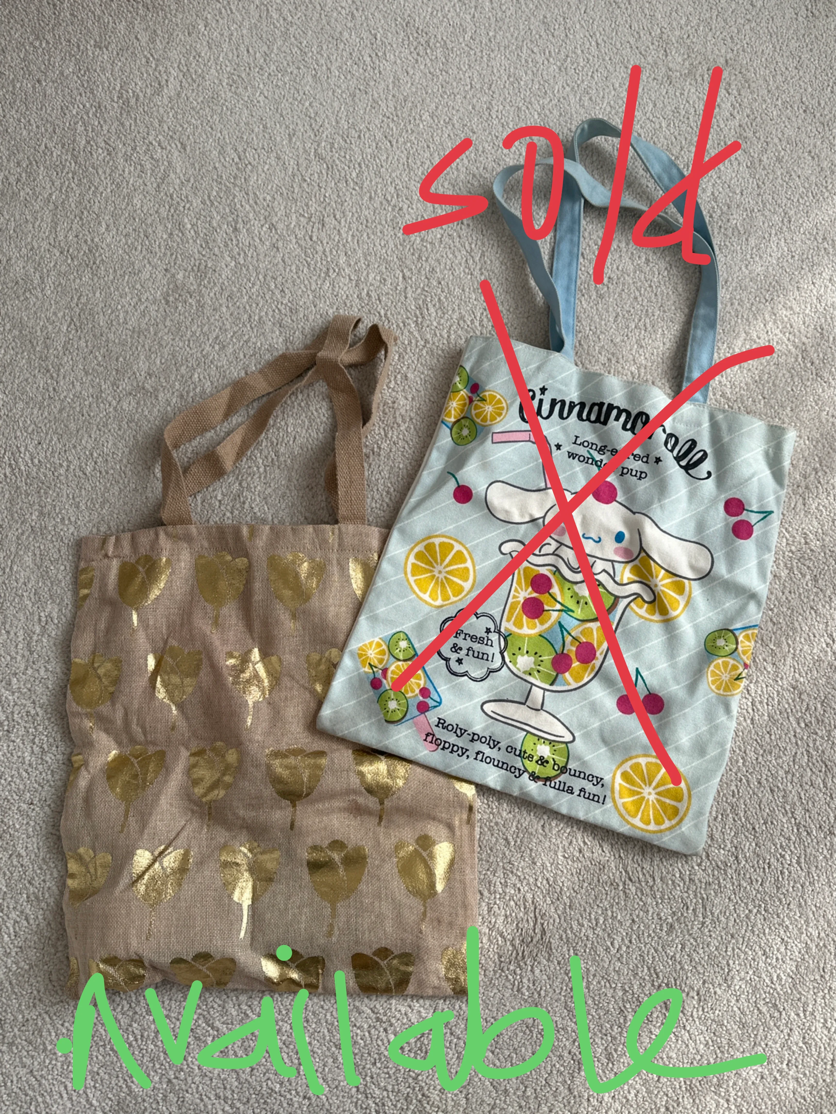 Cute Beige & Gold Tulip Tote Bag from India thumbnail