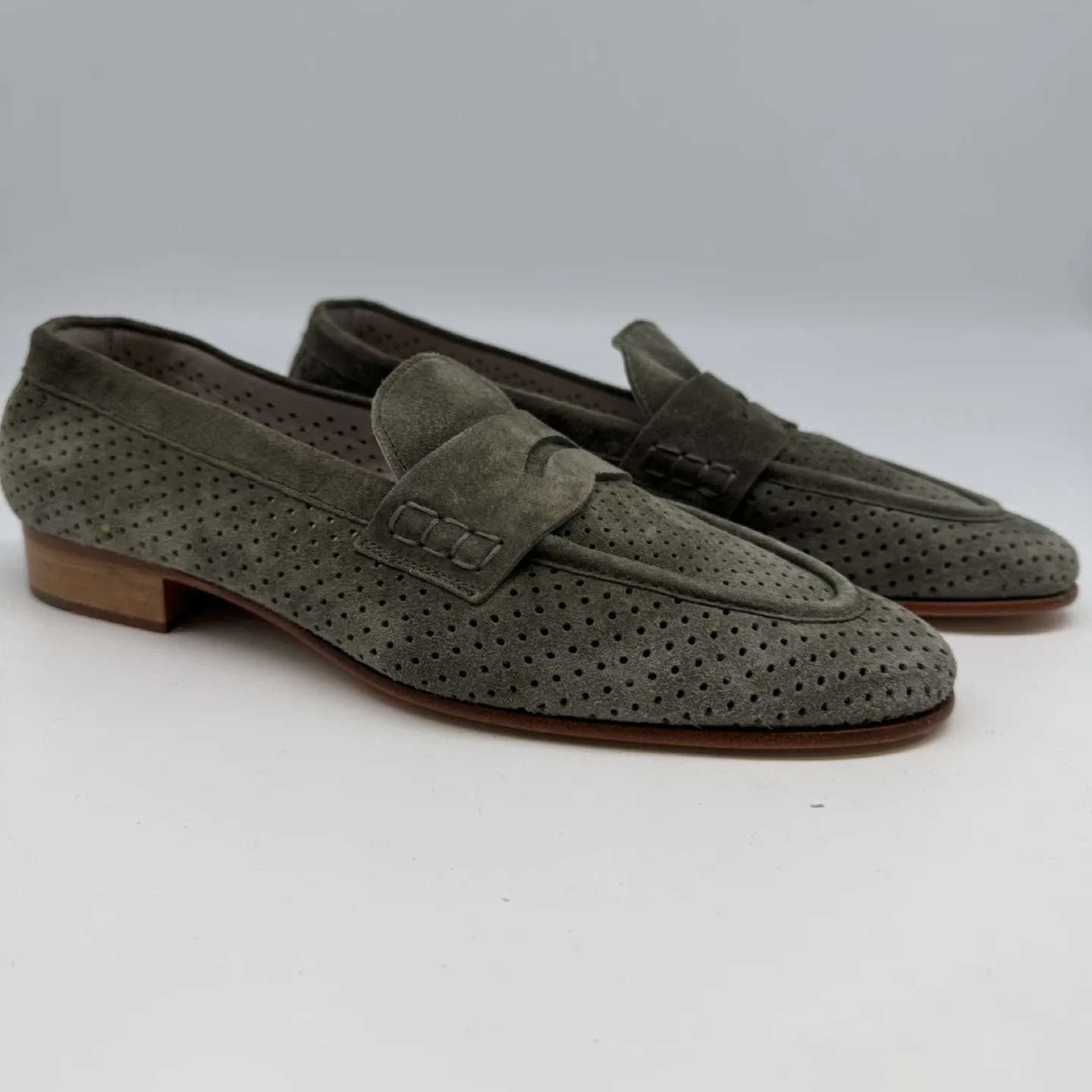Pertini Green Suede Leather Loafers – Size 9EU (New) thumbnail