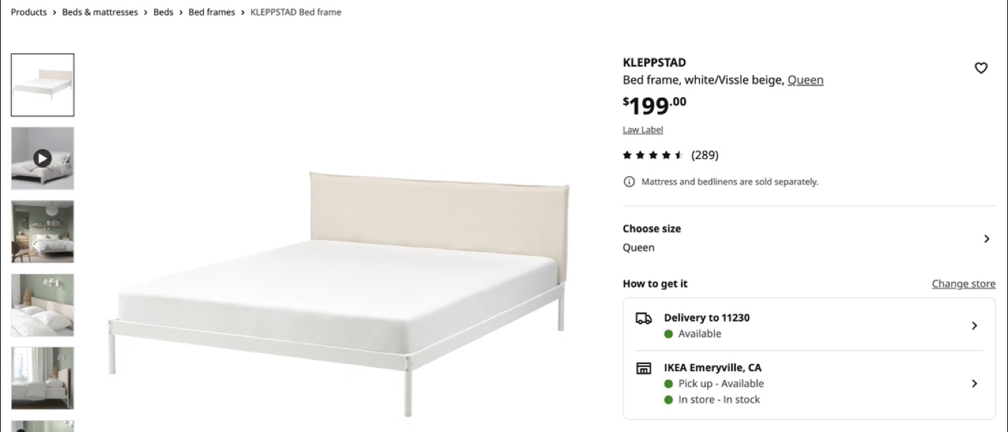 IKEA KLEPPSTAD Queen Bed Frame
