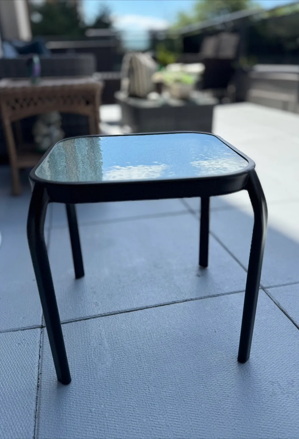 Outdoor Side Table - Glass Top, Black Frame image indicator(2)