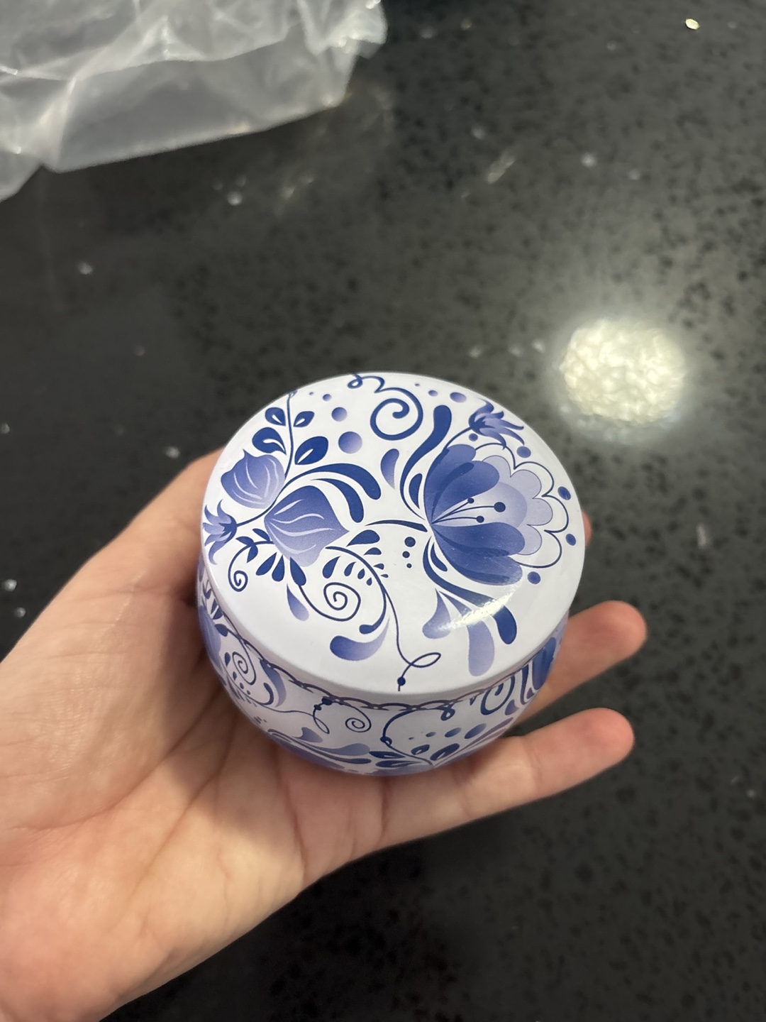 FREE Decorative Candle with Blue Floral Pattern