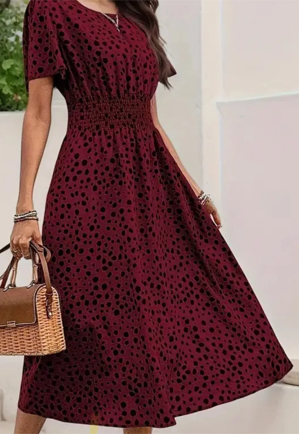 Maroon and Black Cheetah Print Dress image indicator(2)