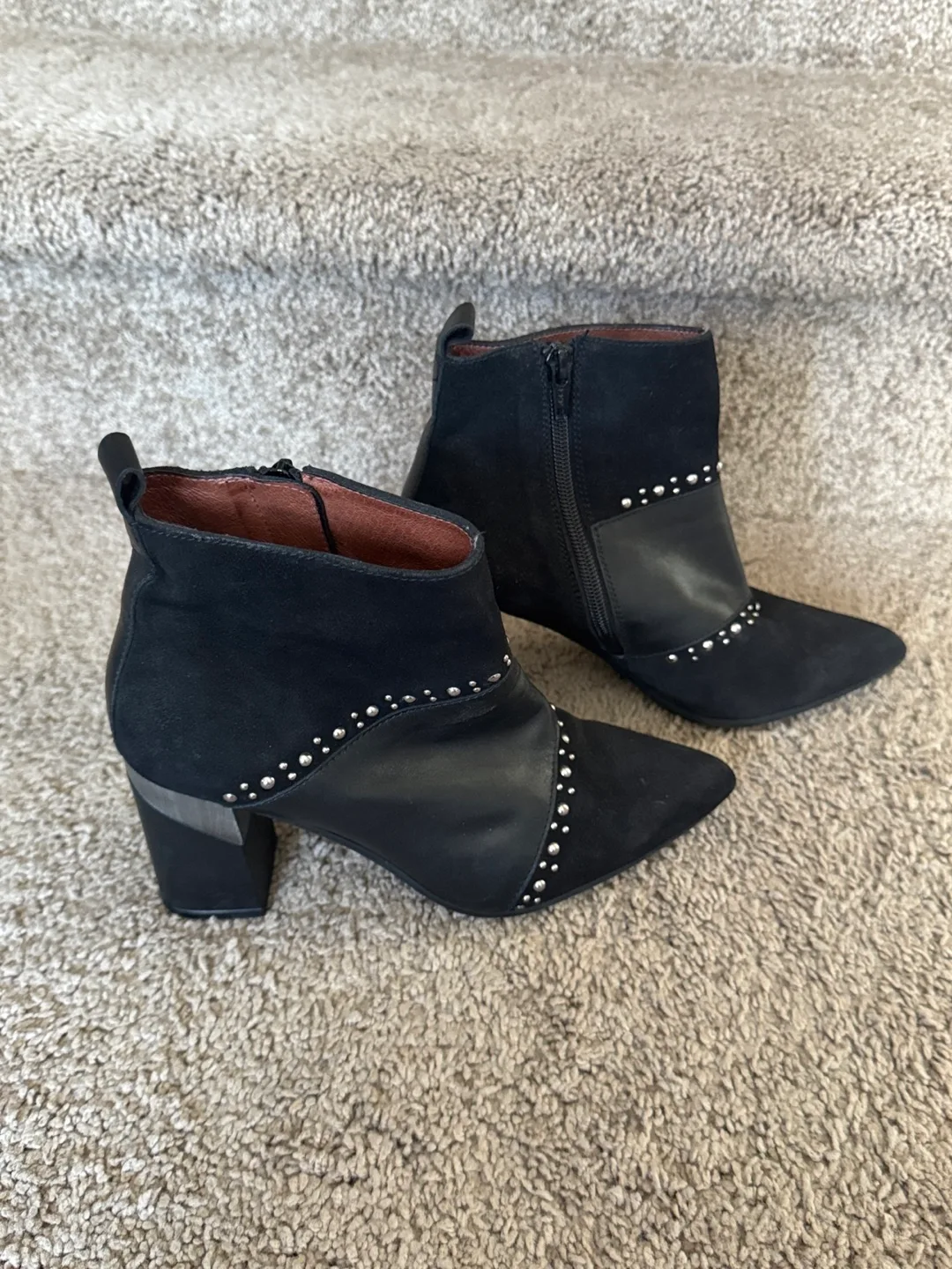 Hispanitas Black Leather Studded Ankle Boots - Size 36 thumbnail