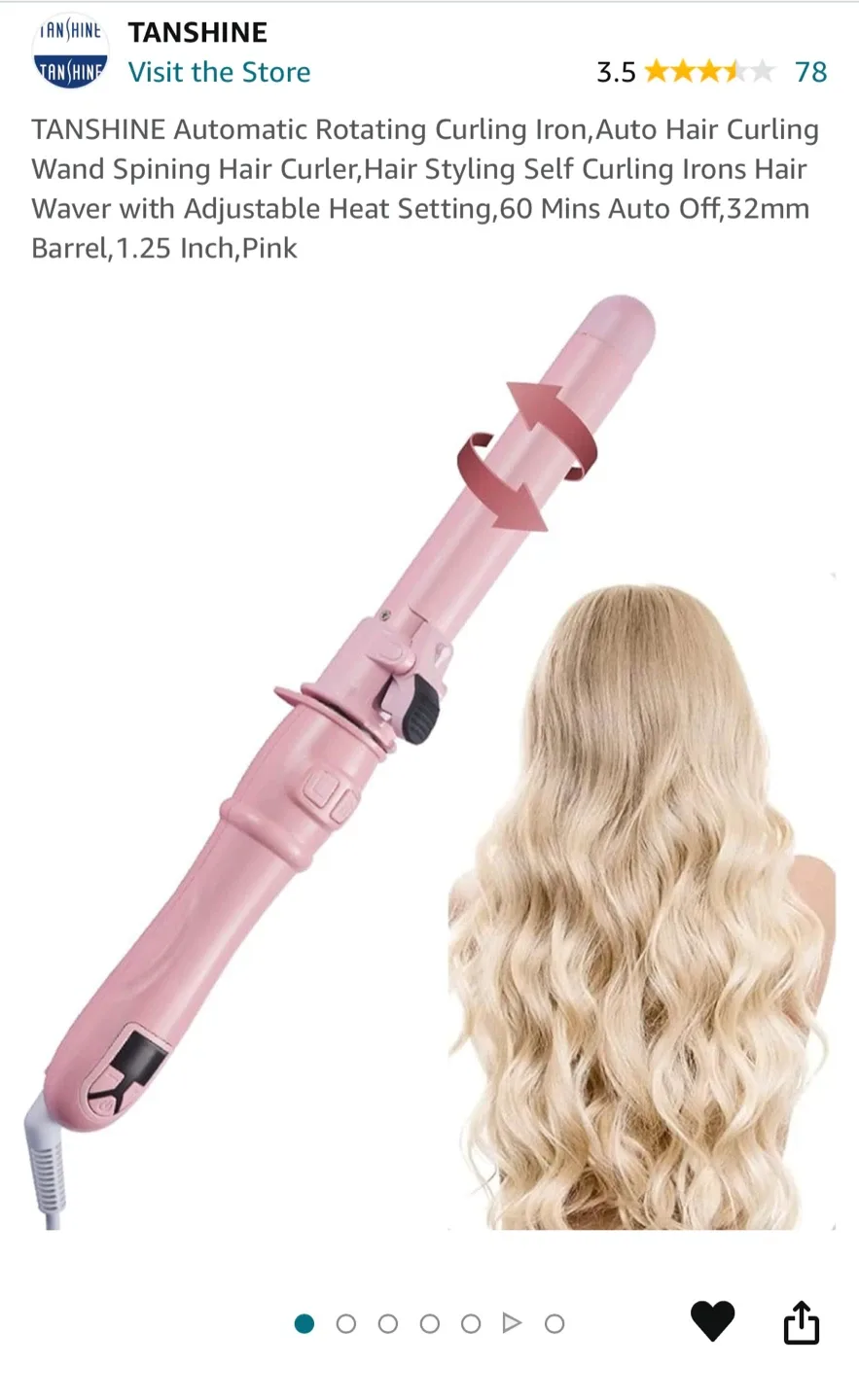 TANSHINE Automatic Rotating Curling Iron, Pink image indicator(4)