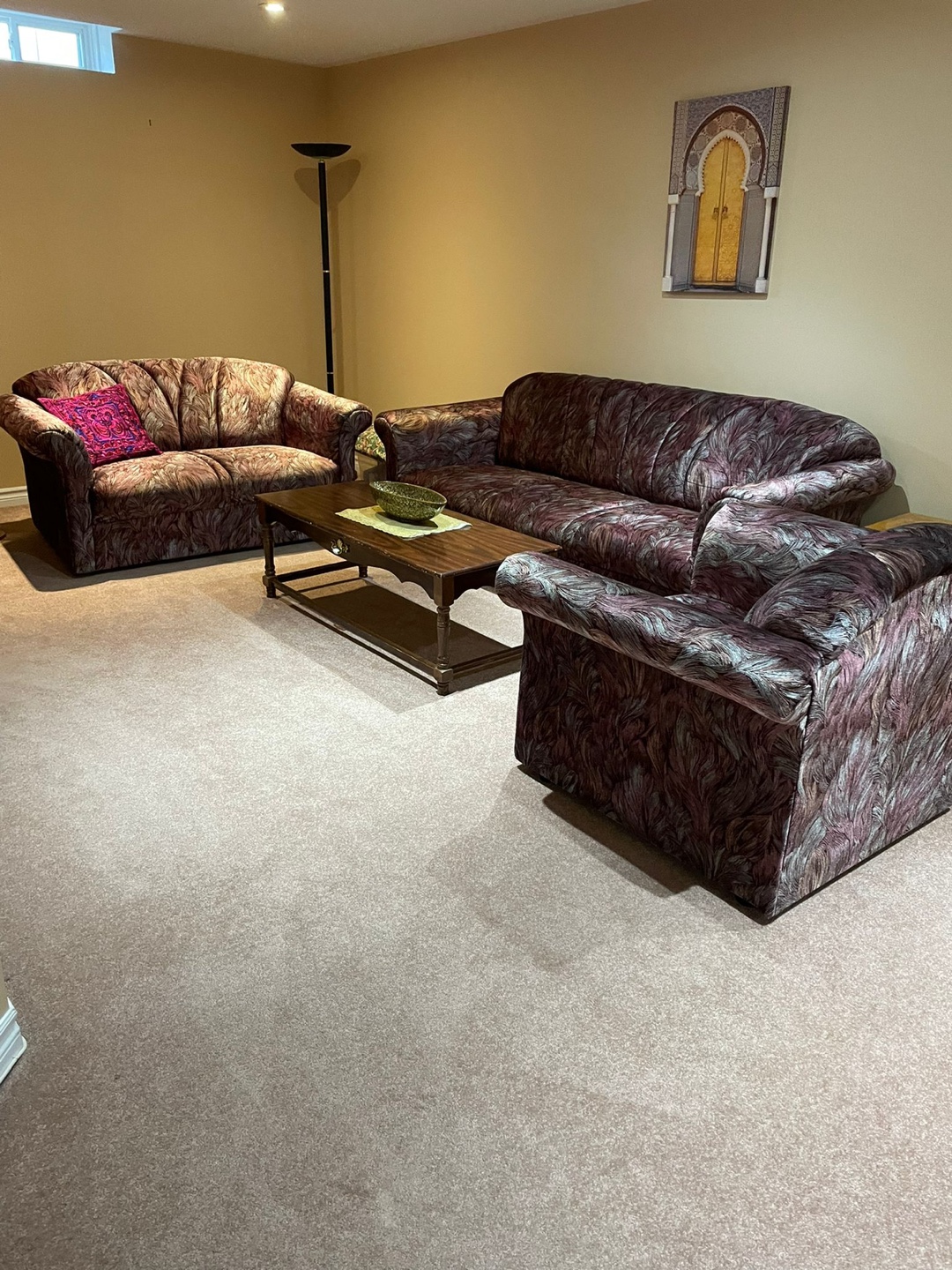 Floral Pattern Sofa Set - Couch and Armchairs