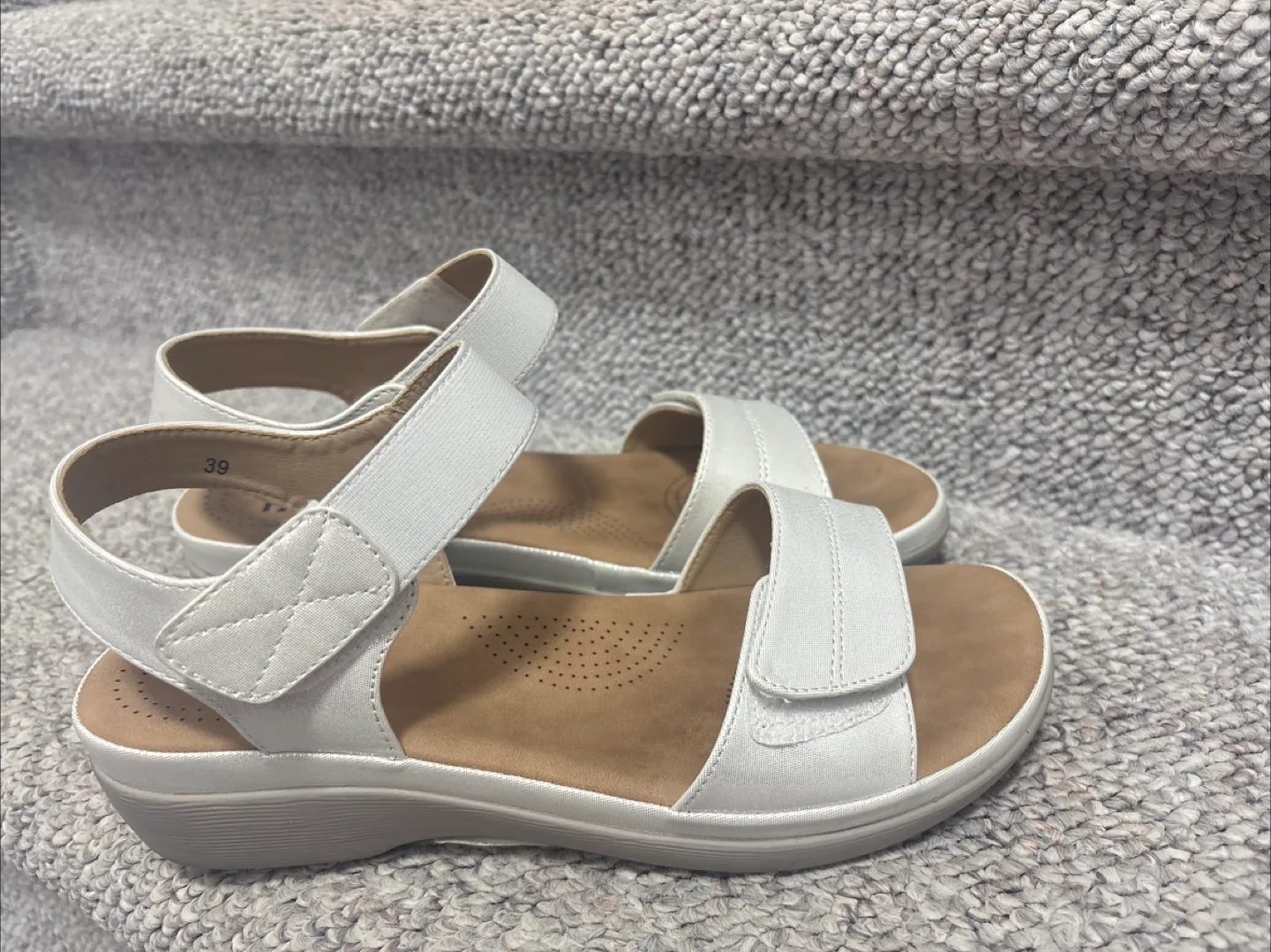 Taxi White Sandals Size 8 thumbnail