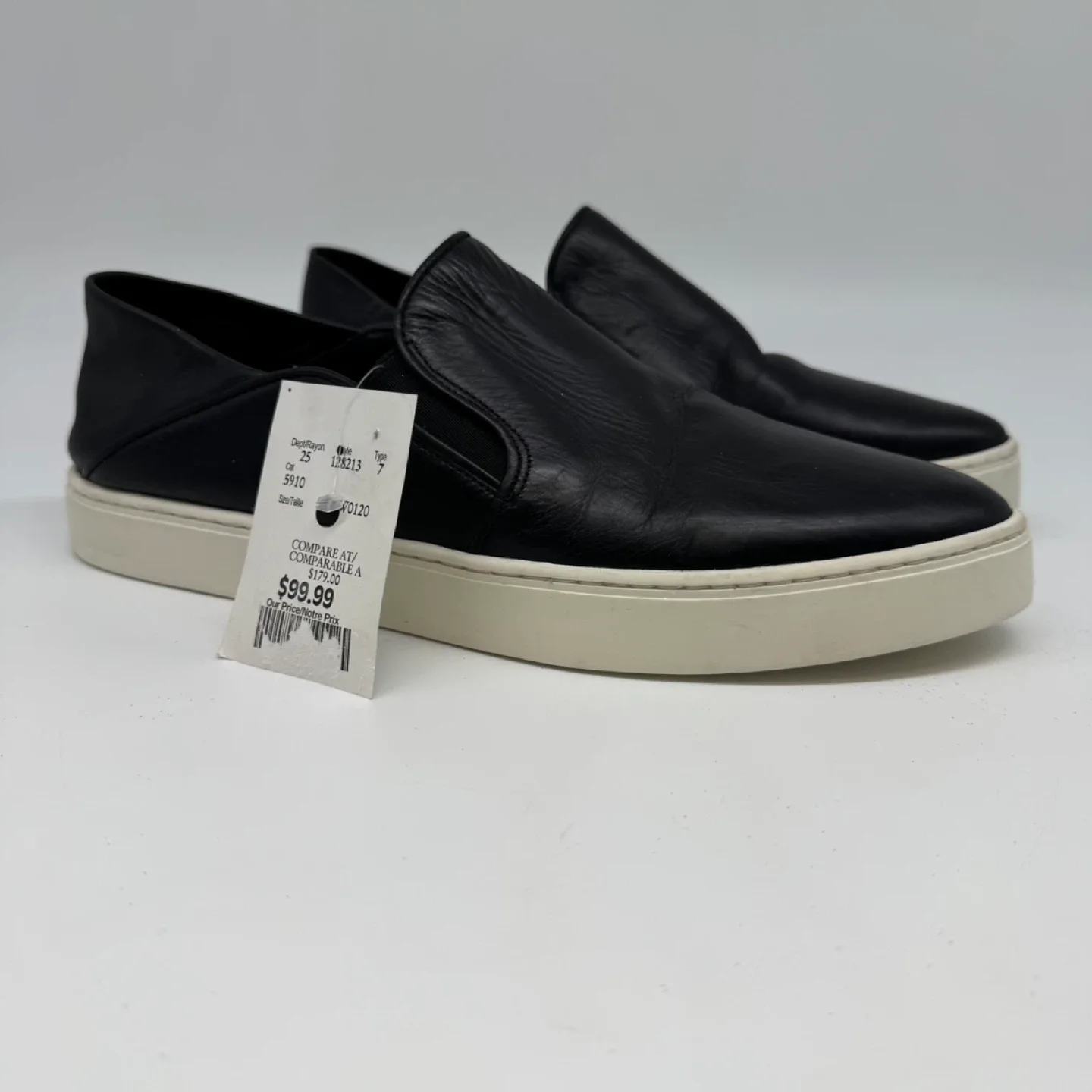 Vince Black Leather Slip-On Sneakers – Size 8.5 (Like New) thumbnail