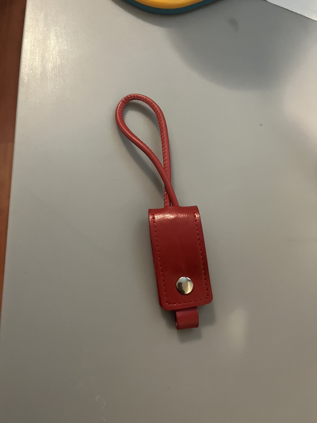 Red Leather Keychain Phone Charger - photo 2