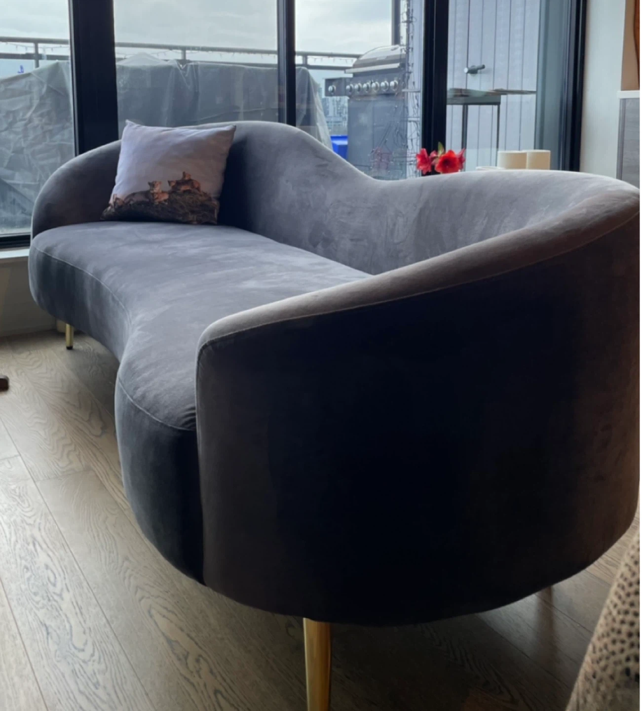 Grey Velvet Sofa