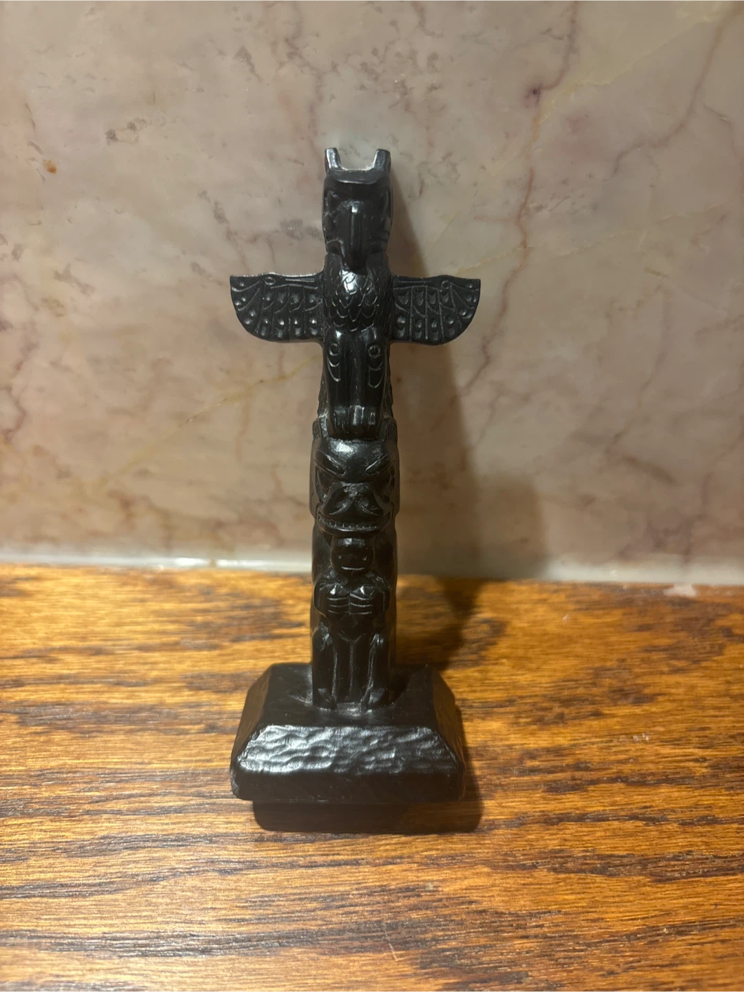 Black Totem Pole Figurine