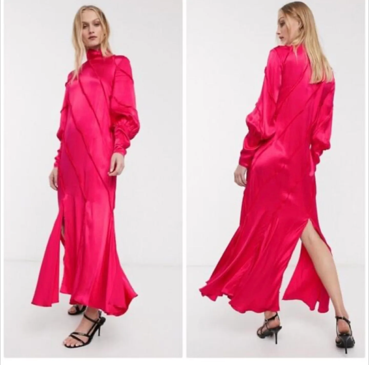 ASOS pink Satin long Dress - Size US 10 image indicator(7)