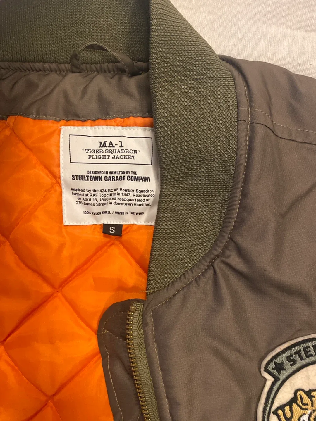 Unisex Steeltown Garage MA-1 Tiger Squadron Flight Jacket S image indicator(2)