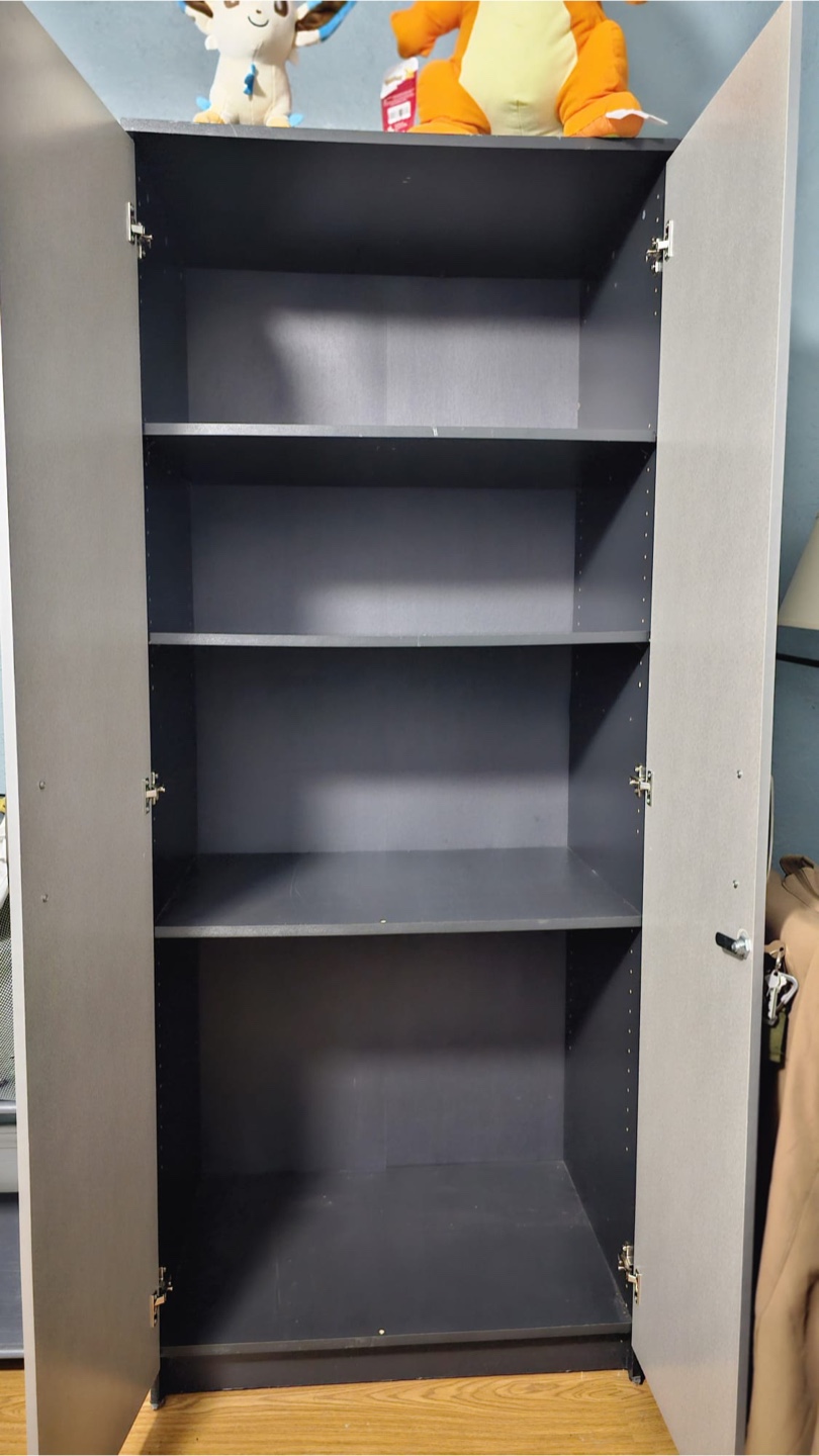 Grey Wardrobe Cabinet with Shelves - photo 2