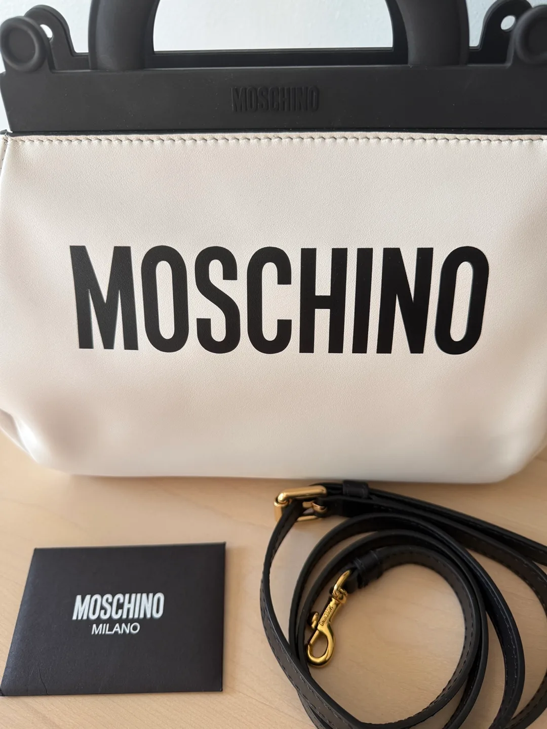 Moschino White & Black Top Handle Bag image indicator(4)