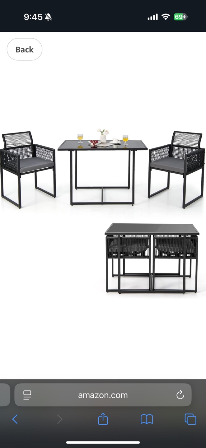 Black Outdoor Patio Dining Set - Table and Chairs - photo 2