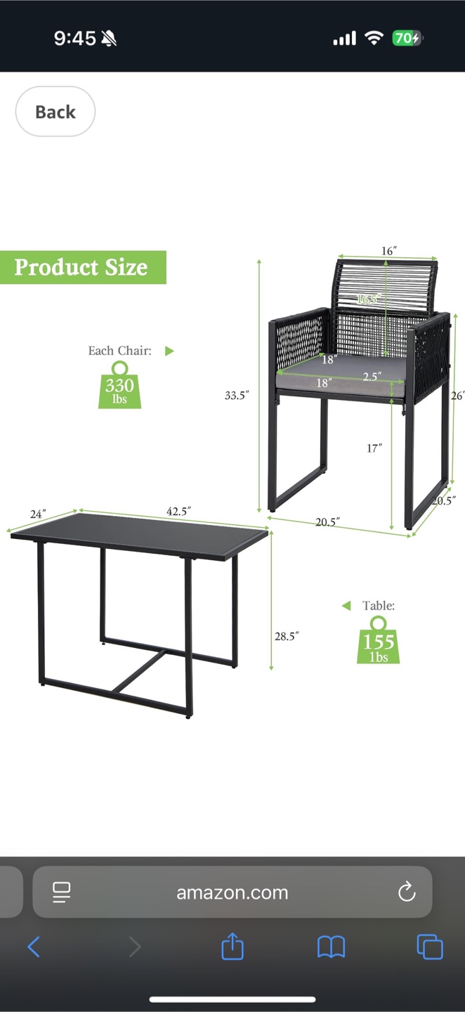 Black Outdoor Patio Dining Set - Table and Chairs - photo 3