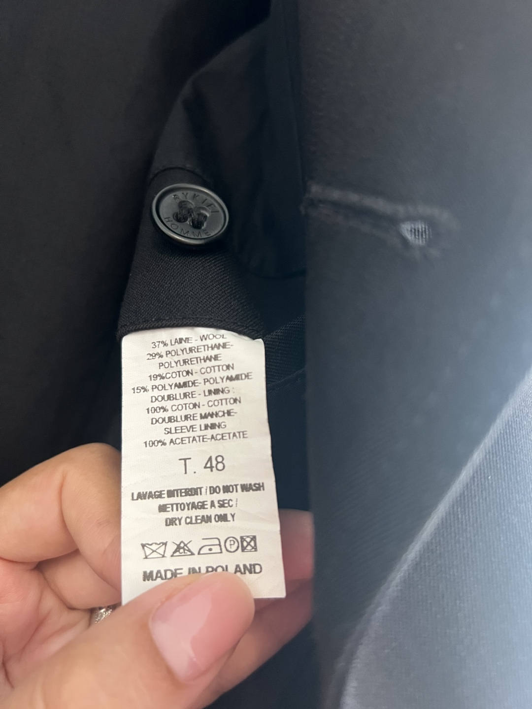 🥕Rykiel Homme Black Trench Coat Size S - photo 5