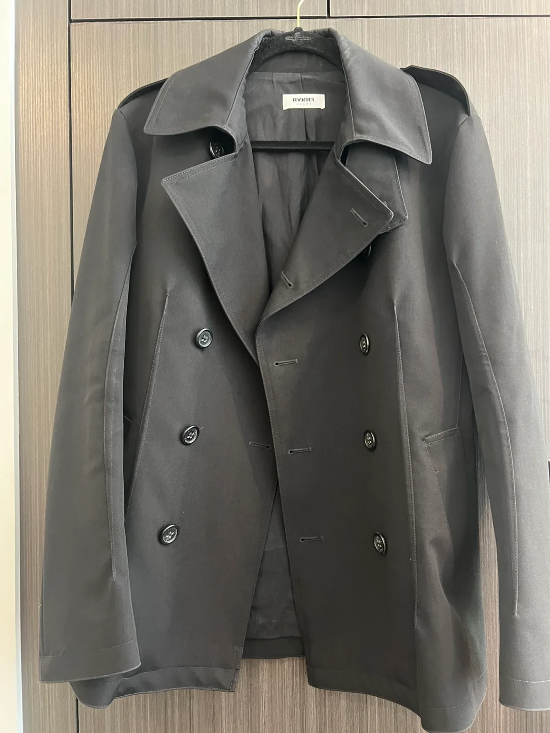 🥕Rykiel Homme Black Trench Coat Size 48 thumbnail