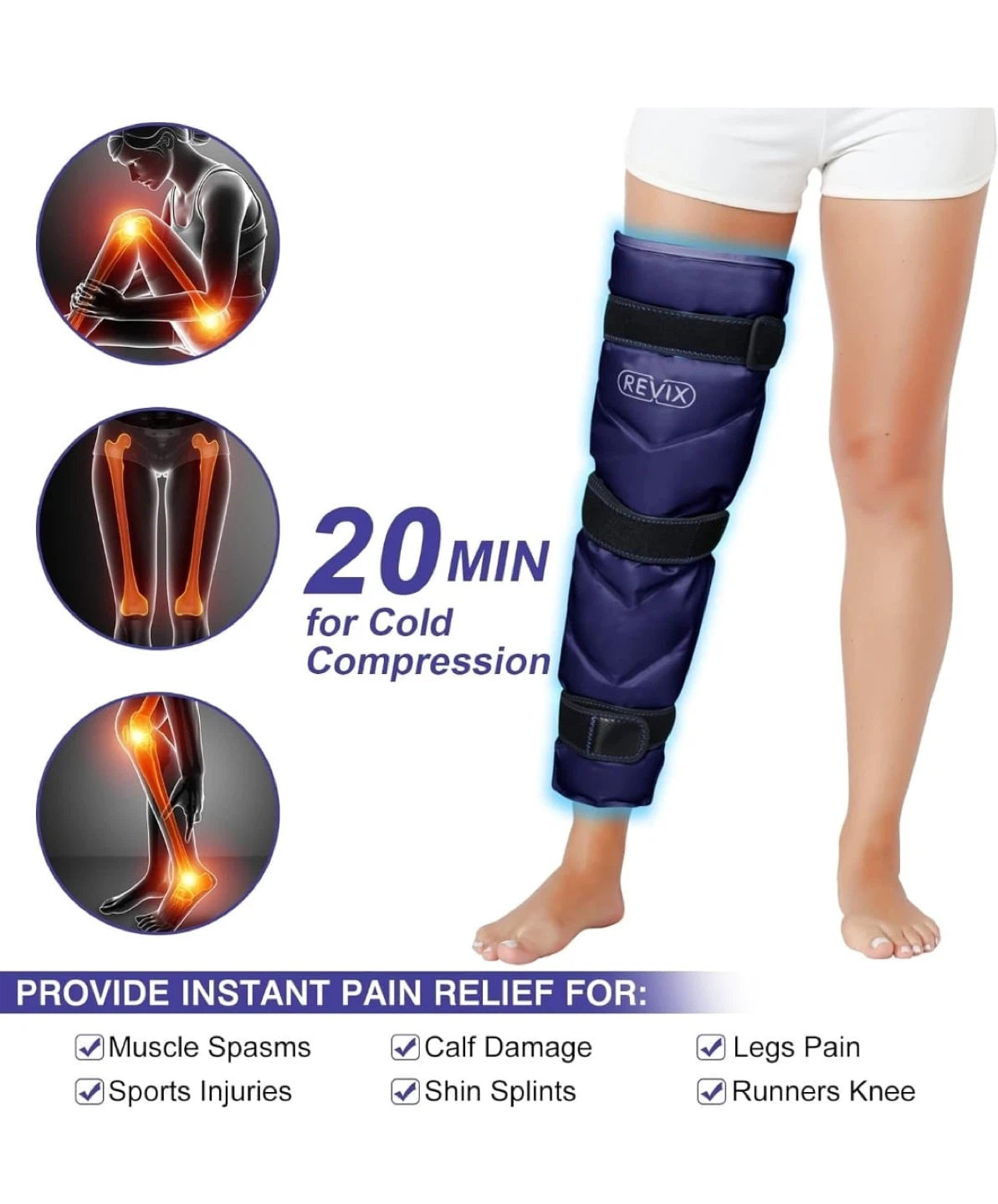 Revix Cold Compression Leg Wrap for Pain Relief - photo 2
