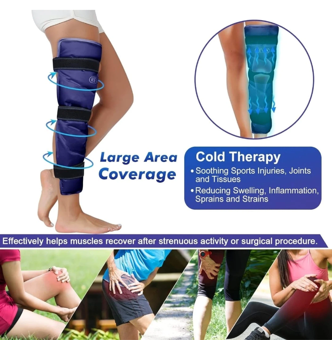Revix Cold Compression Leg Wrap for Pain Relief
