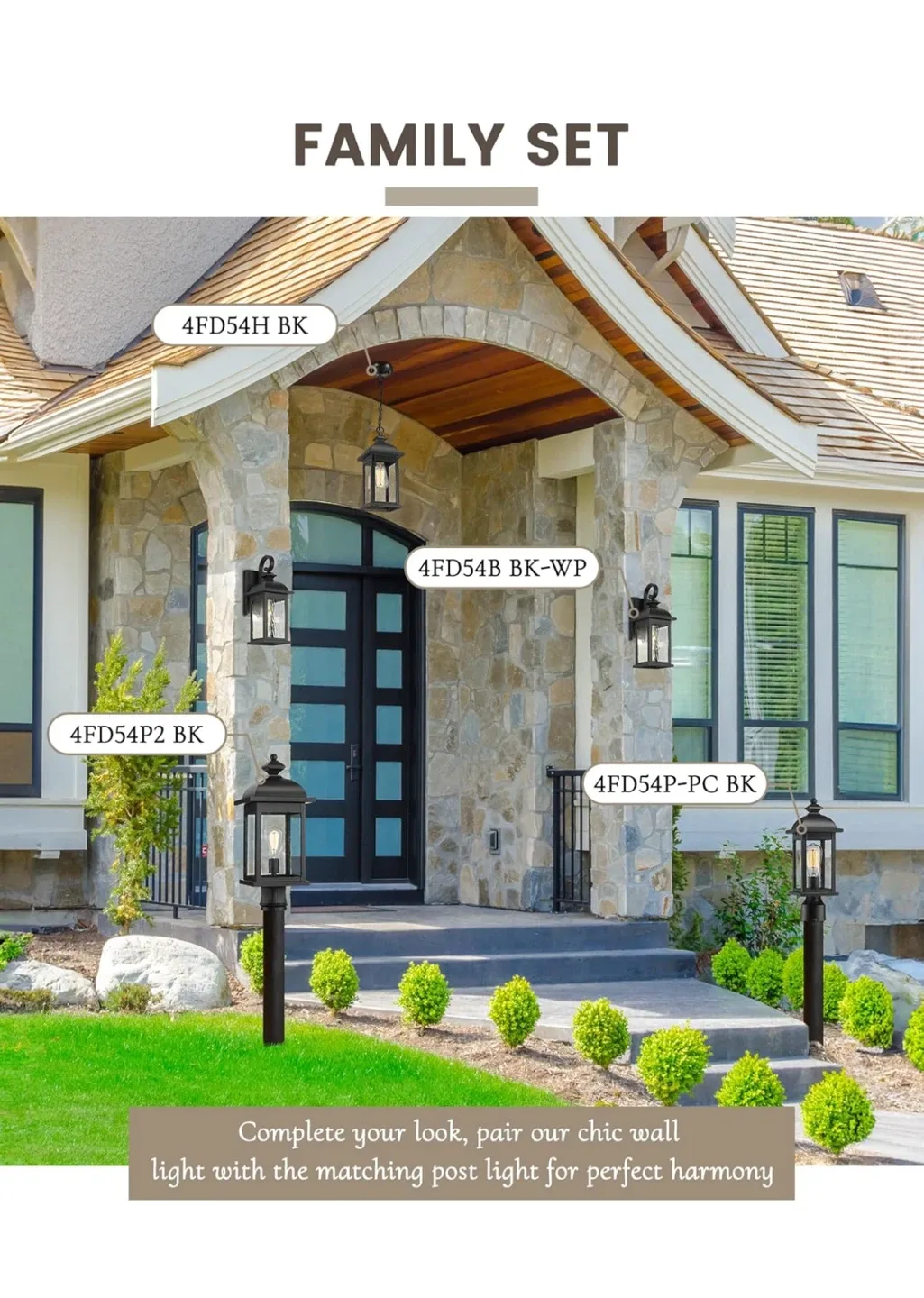 FEMILA 2-Pack Outdoor Wall Lights - Black, Water Ripple Glass image indicator(6)