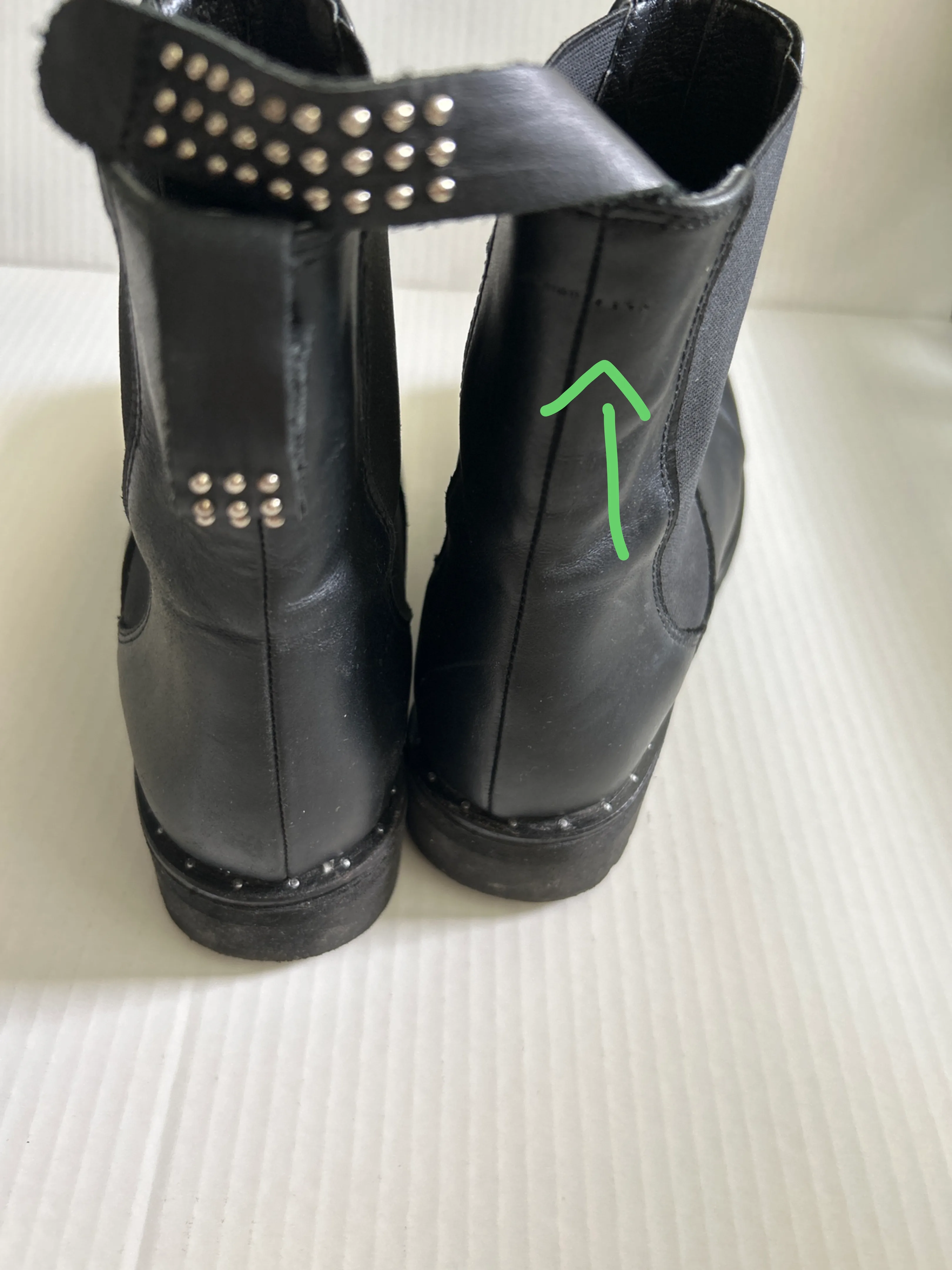 Women’s Black Leather Chelsea Boots, Size 8 image indicator(5)