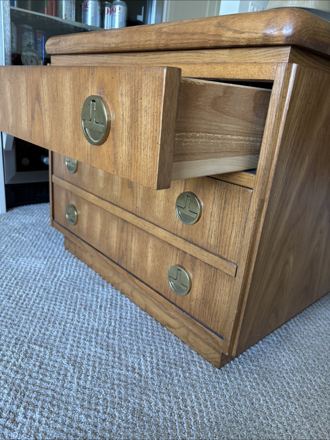 Vintage 3-Drawer Wood Side Table