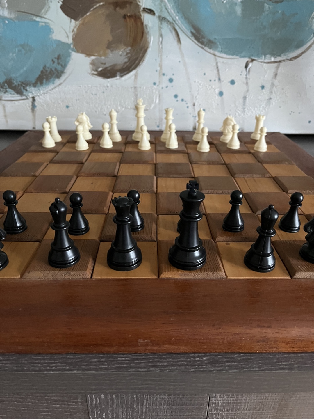 Wood board Chess Set with plastic pieces - photo 4