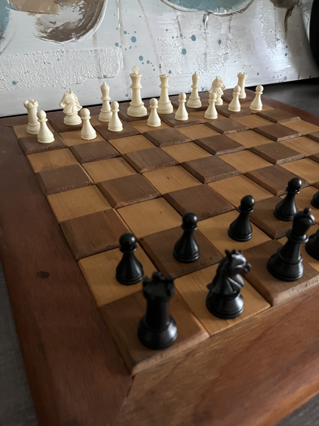 Wood board Chess Set with plastic pieces - photo 5