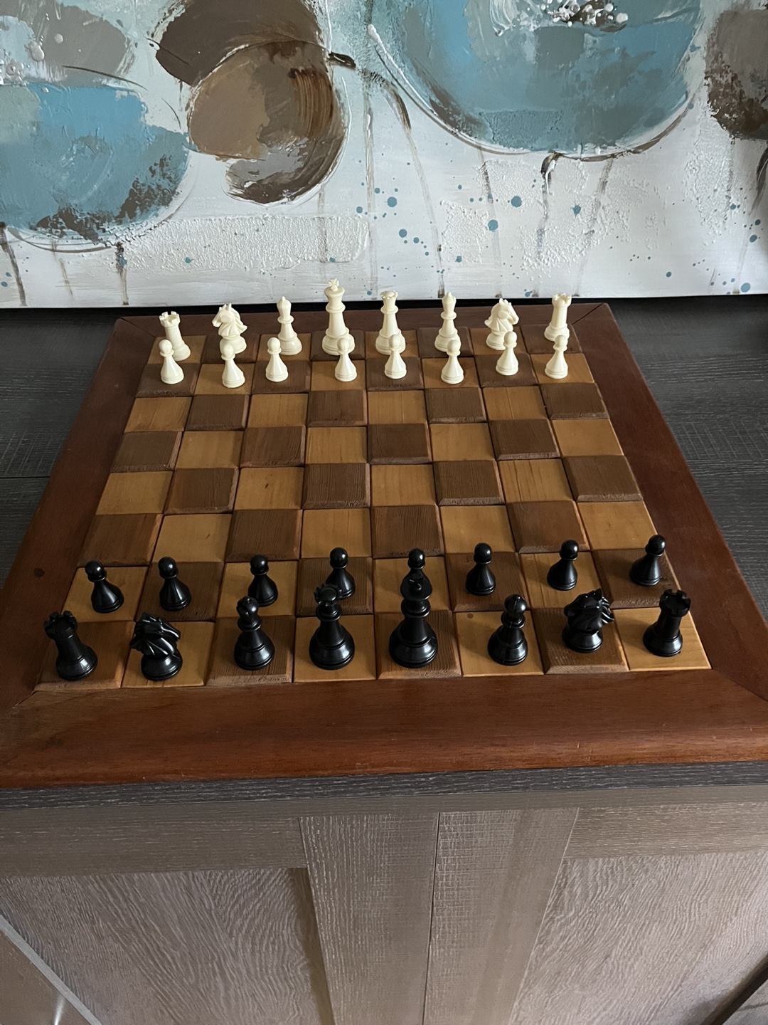 Wood board Chess Set with plastic pieces