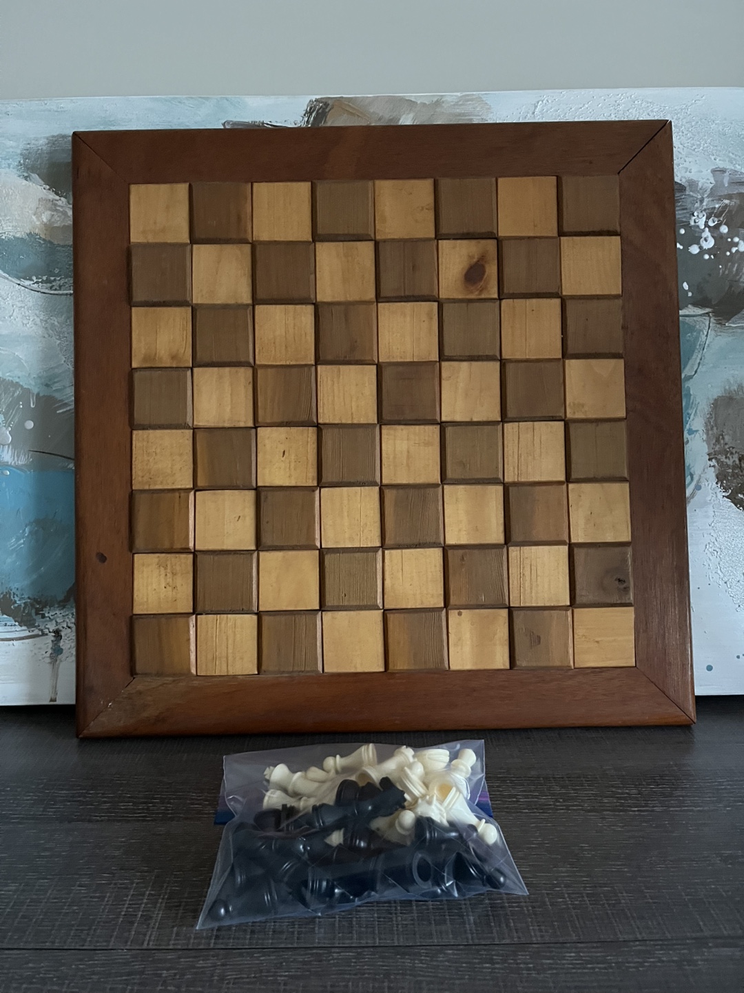 Wood board Chess Set with plastic pieces - photo 2