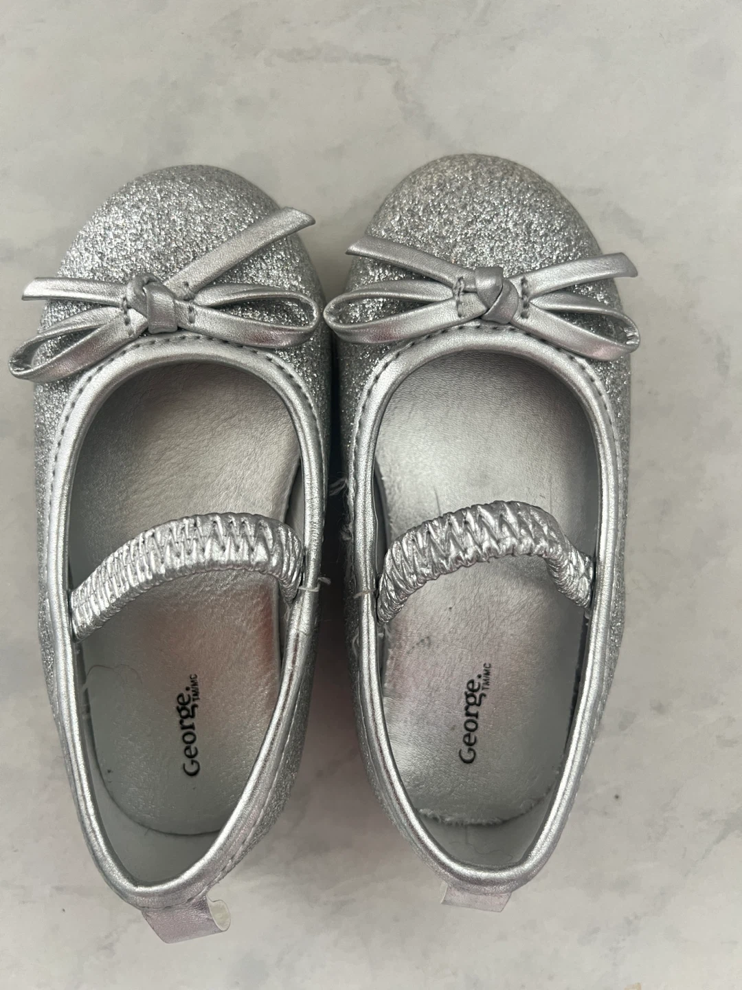 George Silver Glitter Baby Shoes