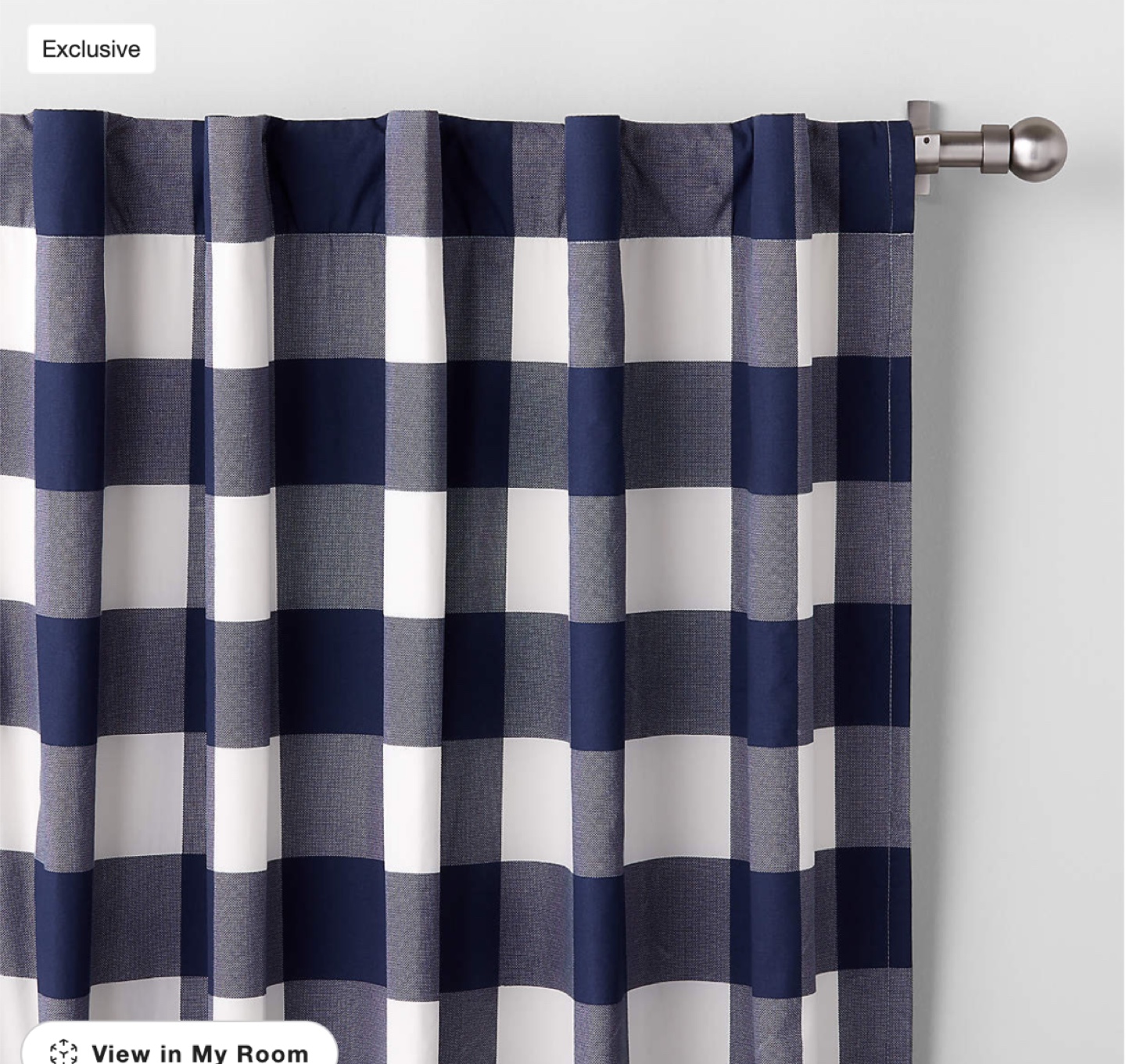 Crate & Kids Navy Gingham Curtain Panel