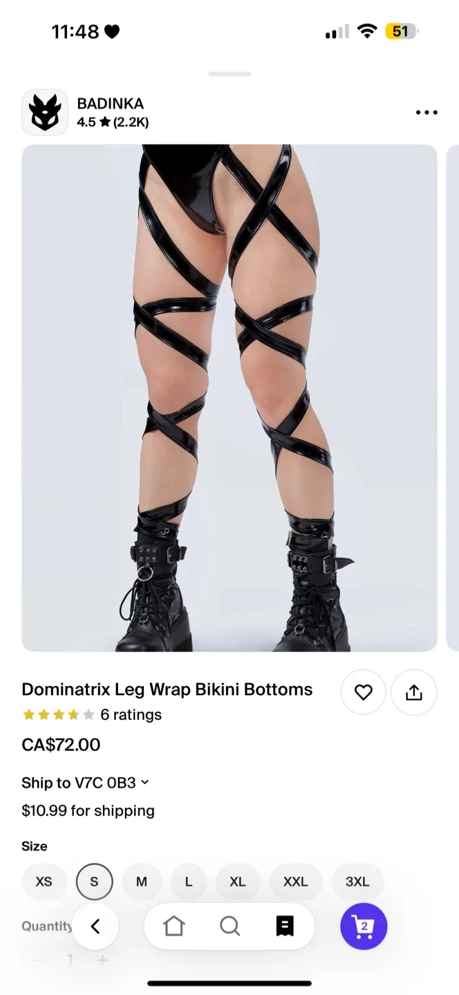 BADINKA Dominatrix Leg Wrap Bikini Bottoms - Size S thumbnail