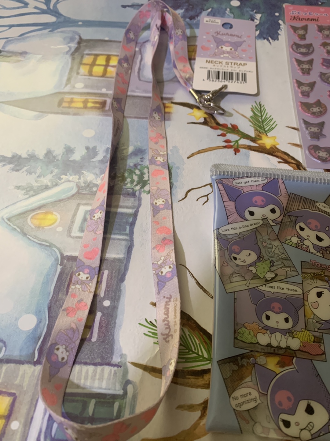 Kuromi Bundle: Stickers, Neck Strap, and Zipper Bag - photo 2