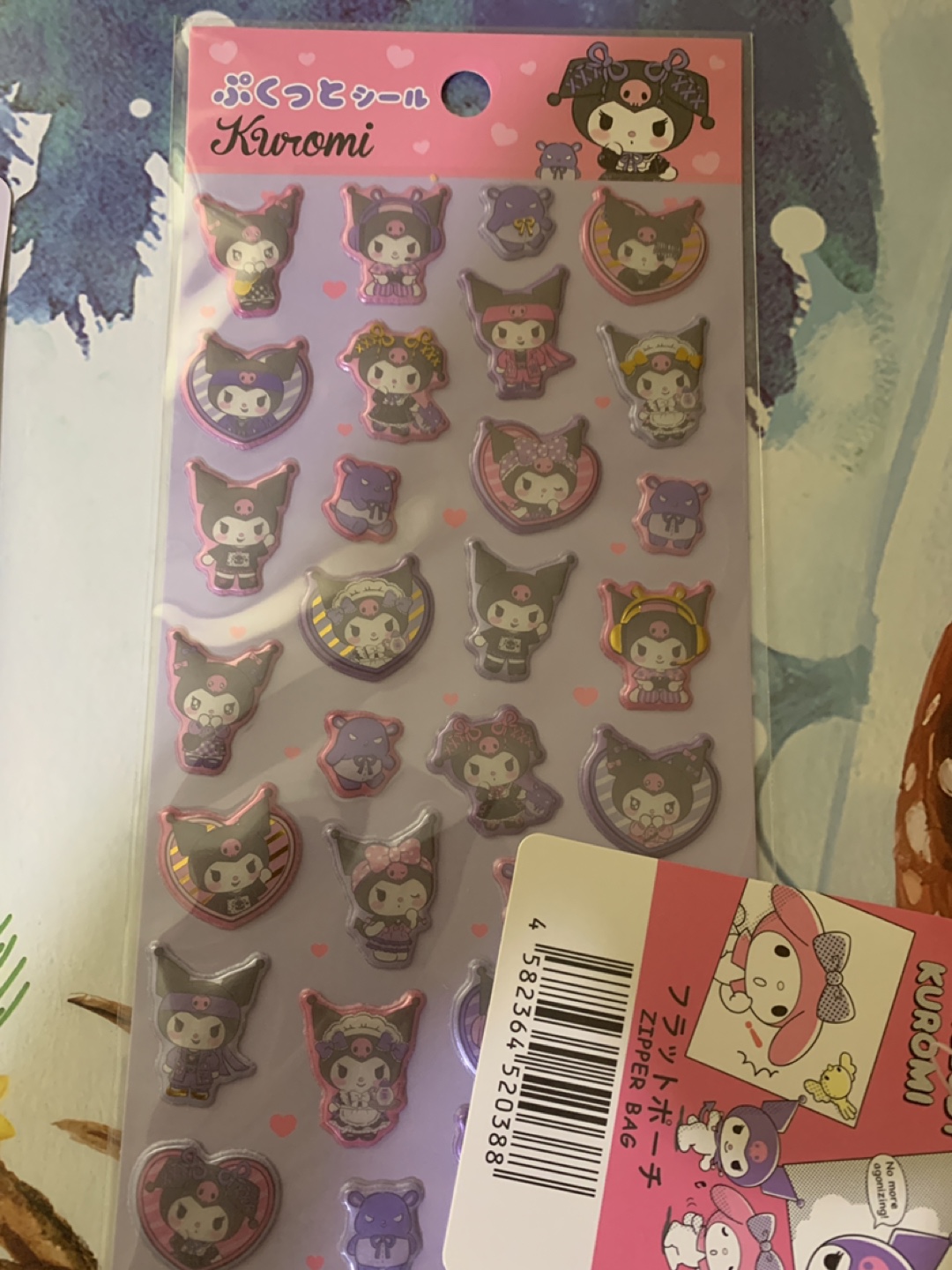 Kuromi Bundle: Stickers, Neck Strap, and Zipper Bag - photo 4