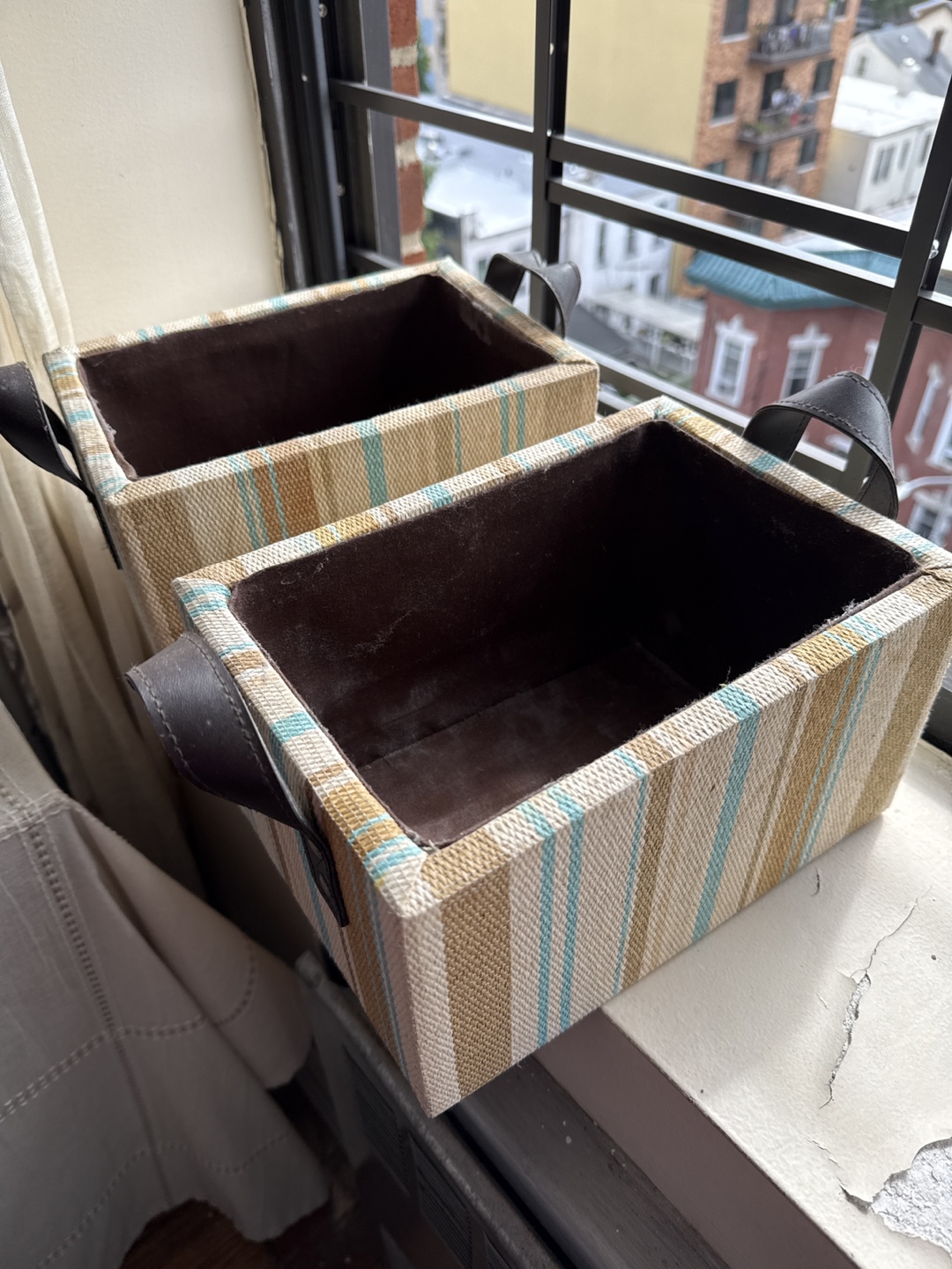 Set of 2 Striped Storage Bins