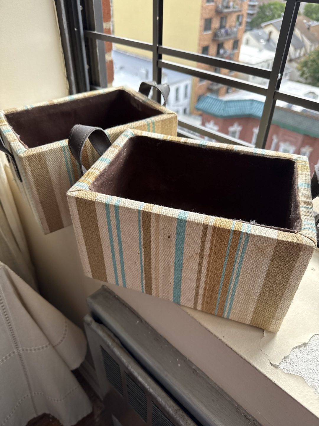 Set of 2 Striped Storage Bins - photo 2