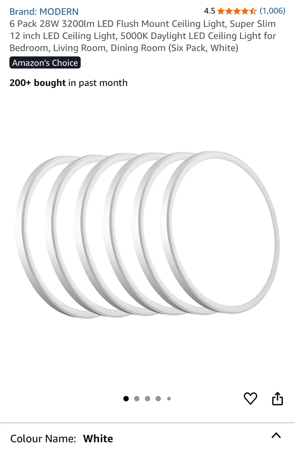 MODERN 28W 3200lm LED Flush Mount Ceiling Light - White 6 pack thumbnail