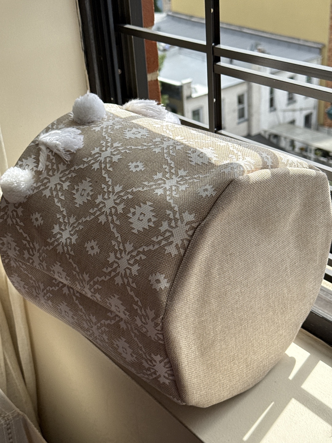 Patterned Laundry Basket with Pom Poms - photo 3
