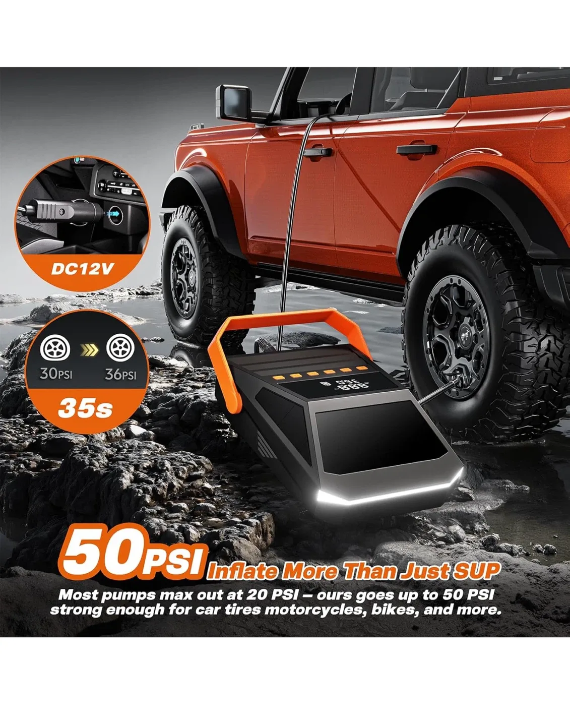 JSCARES 50PSI Portable Air Pump - New image indicator(3)