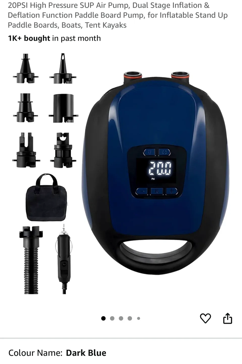 20PSI High Pressure SUP Air Pump - Dark Blue thumbnail