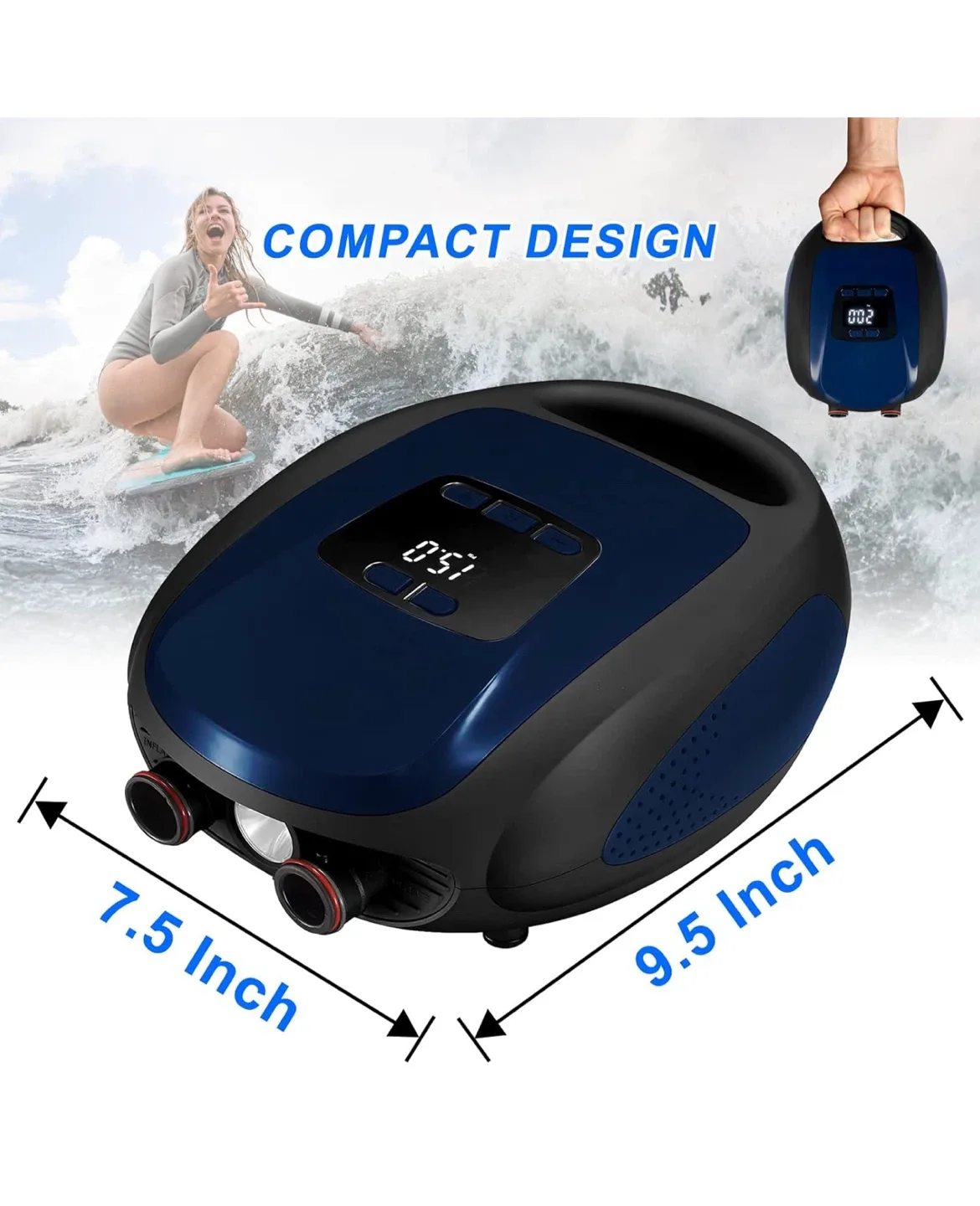 20PSI High Pressure SUP Air Pump - Dark Blue image indicator(6)