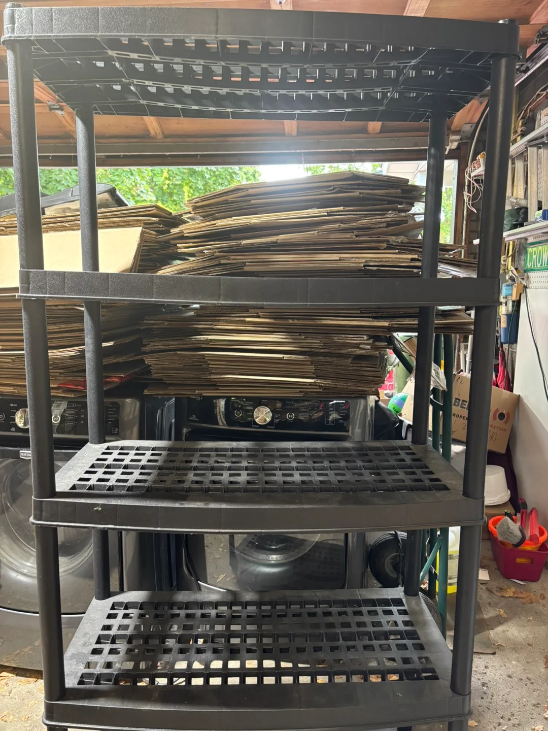 Black Plastic 4-Tier Shelving Unit