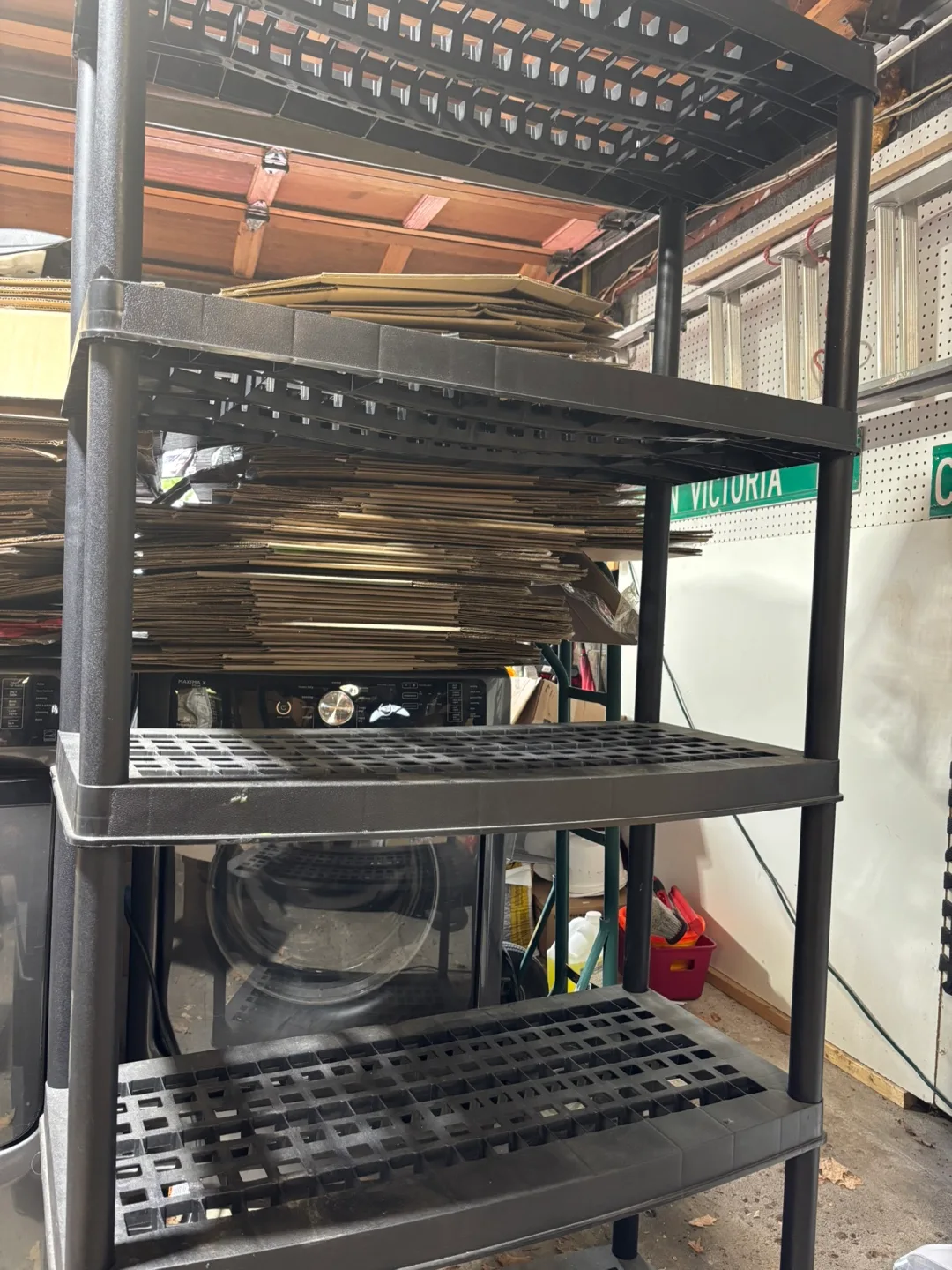 Black Plastic 4-Tier Shelving Unit image indicator(2)