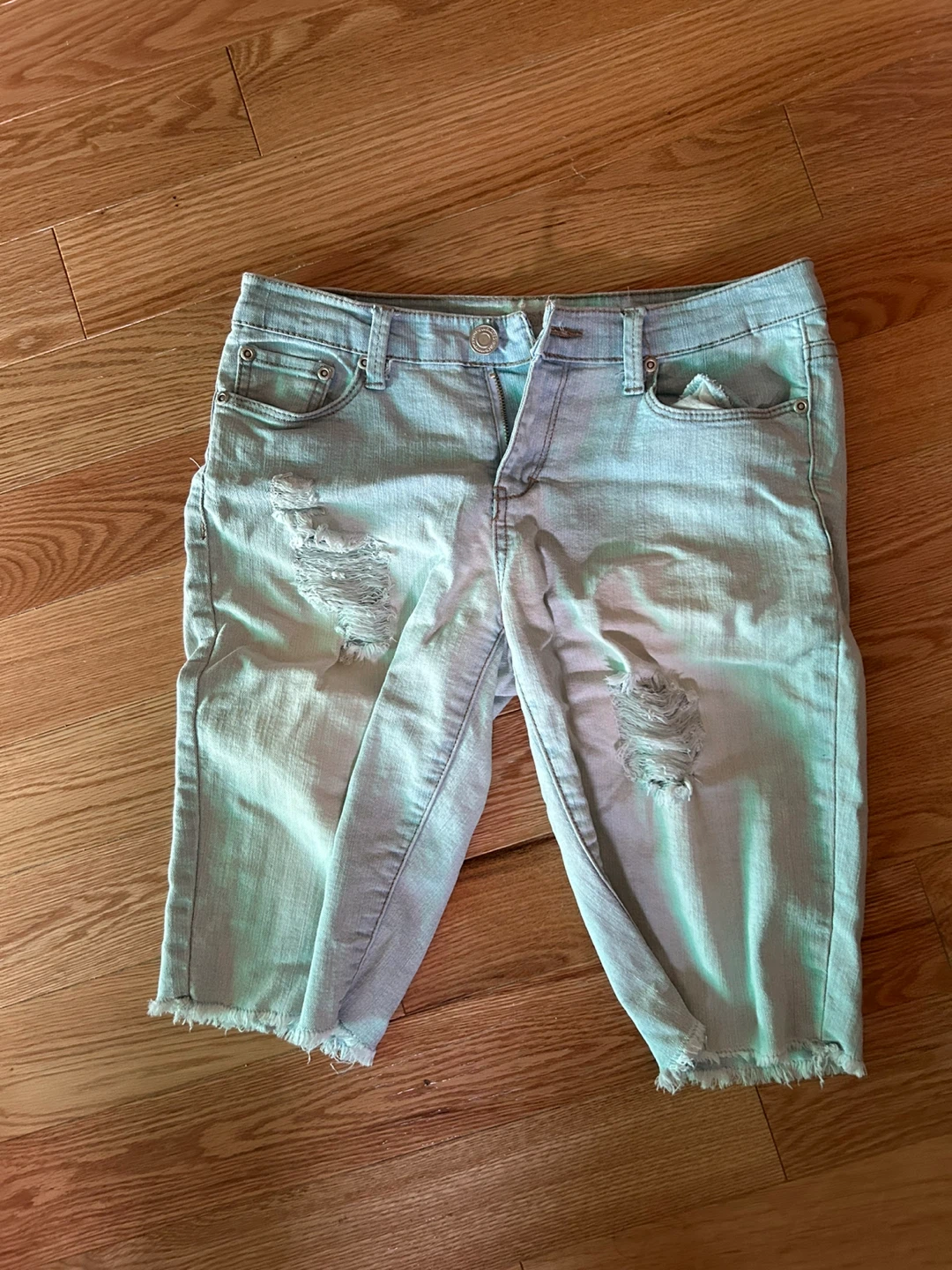 Distressed Denim Bermuda Shorts