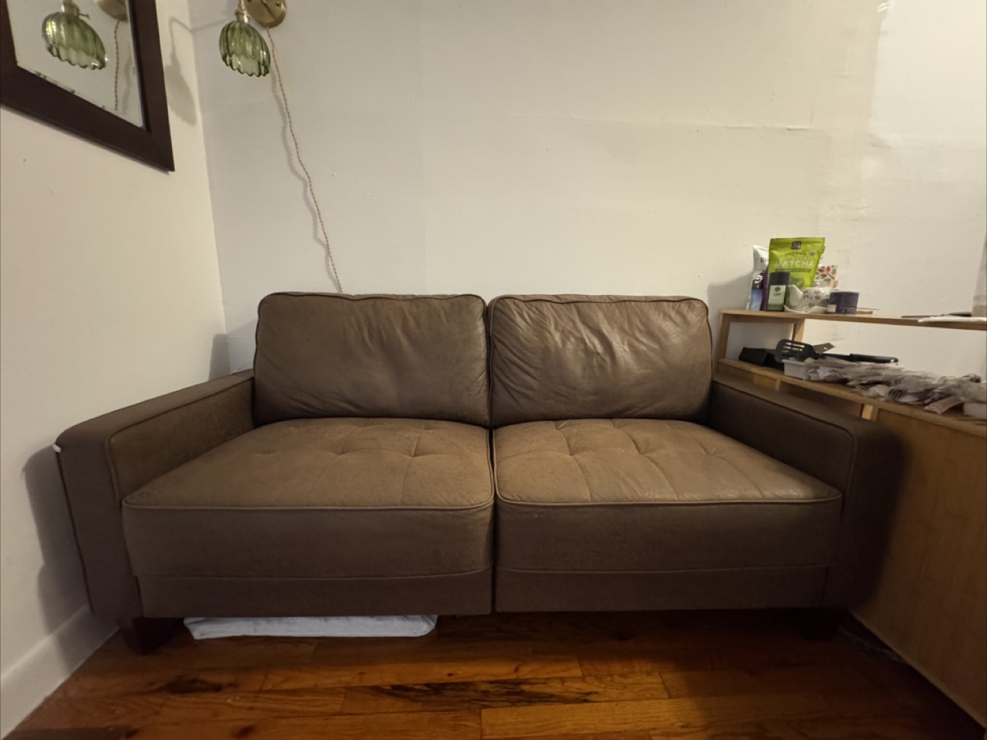 Faux Leather Brown Sofa