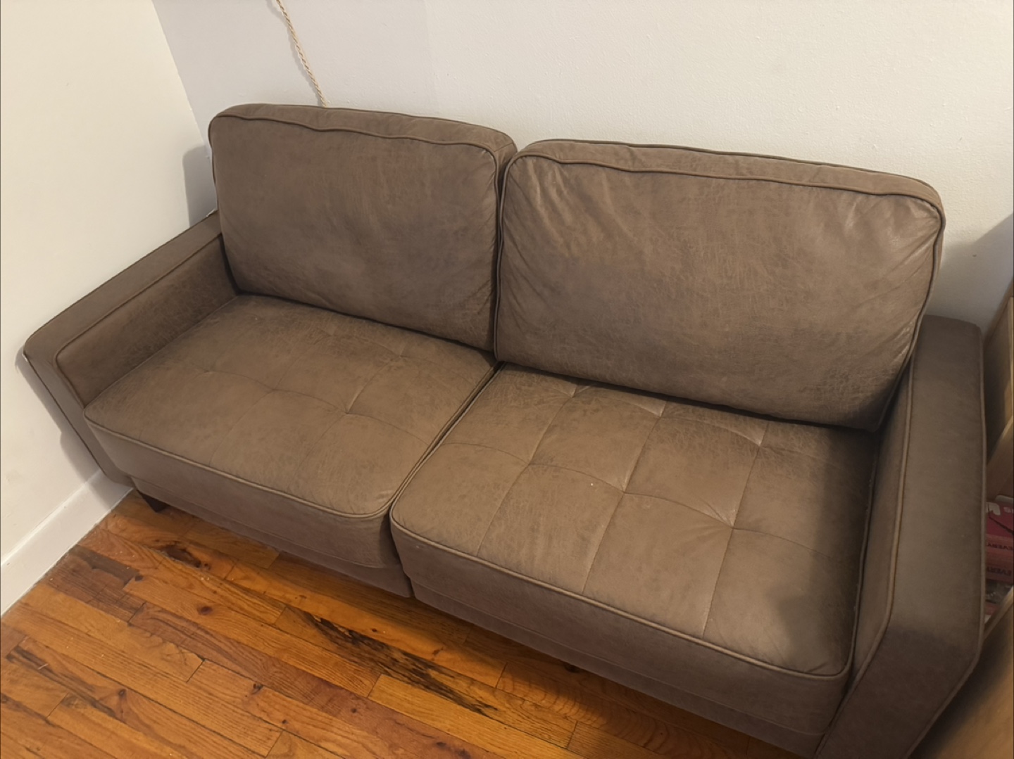 Faux Leather Brown Sofa - photo 2